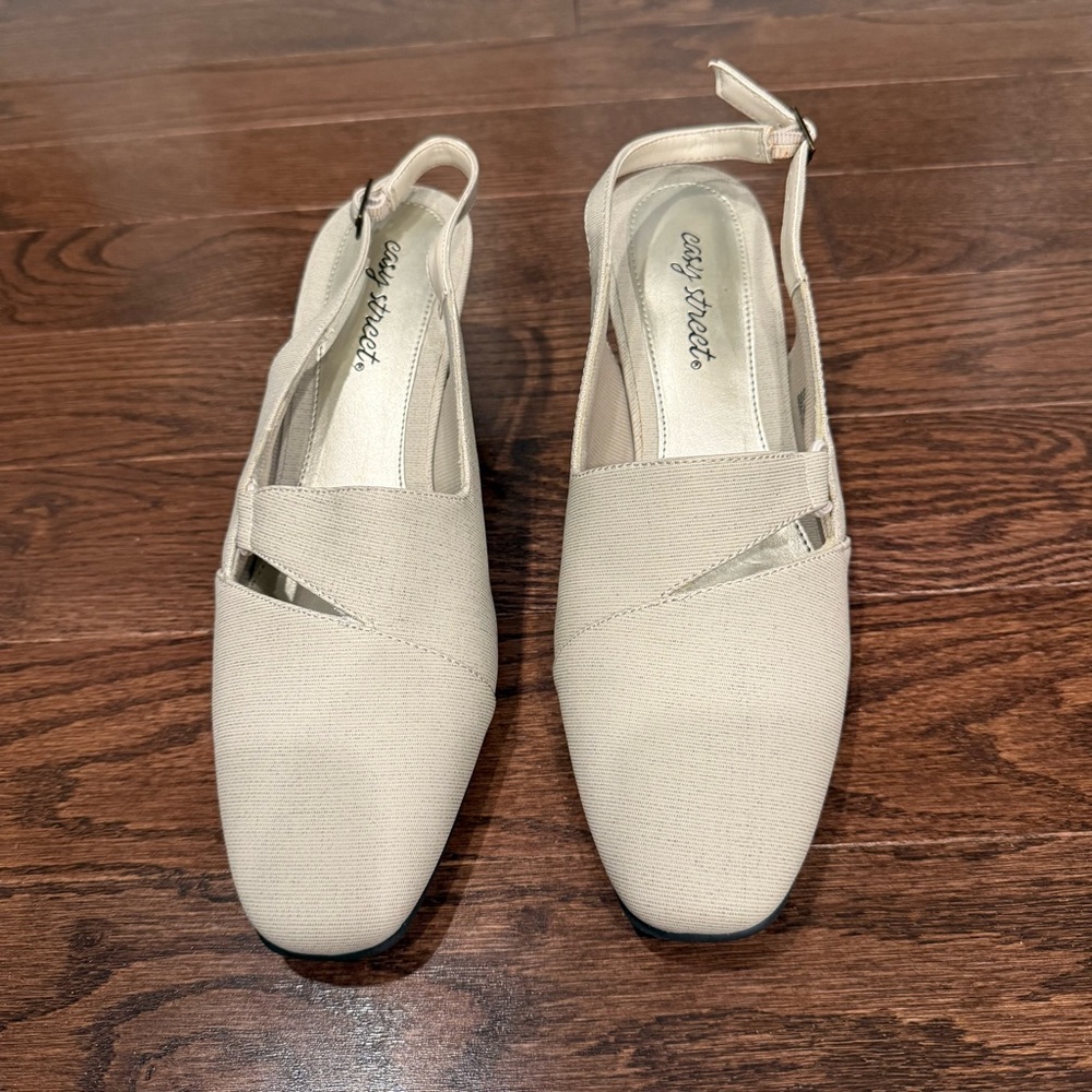Easy Spirit Oatmeal Sling Back Slingback Heels-9.5M